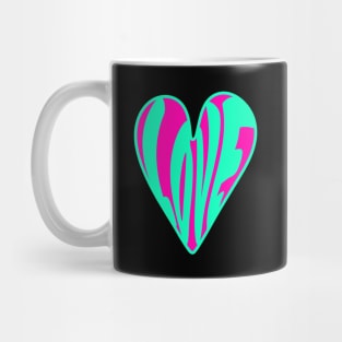 Hippie Style Love Heart, Turquoise and Pink Mug